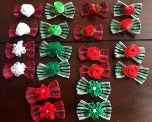 Posten 30 Weihnachten Hundepflege Haarschleifen - rot/grün Kollektion 1,5 Zoll Größe - Bild 1 von 1
