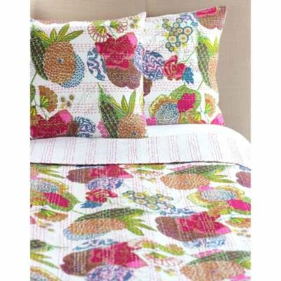 NUEVO Juego de colchas dobles artesanales Curations Kantha India algodón almohada farsa Foto 1 de 3