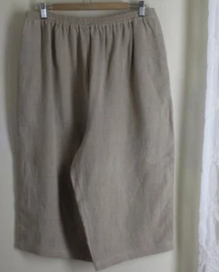 Eskandar Sz 3 NATURAL Beige Sand HEAVY Linen 18" Inseam Capris Cropped Pants - Picture 1 of 7