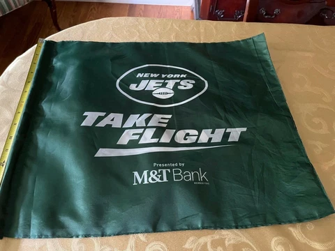 New York Jets Green Flag M & T Bank Football Authentic NFL TAKE FLIGHT rare!!! Cover