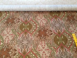 CLARENCE HOUSE FABRIC UK- msrp $219/y "RHODES" BR/GR LINEN ITALY BY RATTI YUM! - Picture 1 of 11