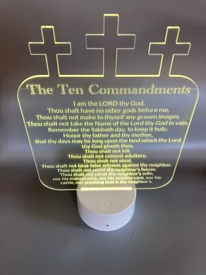 10 Commandments Christian Gift Custom Made Color Changing LED Night Light Lamp  - Image 1 of 4
