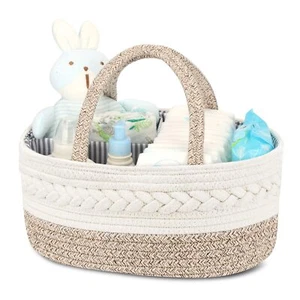 Diaper Caddy Organizer for Baby Cotton Rope Baby Gift Basket Portable Diaper ... - Picture 1 of 8