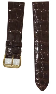 Cinturino orologio marrone coccodrillo autentico 20 mm x 18 mm - Foto 1 di 2
