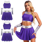 Womens Schoolgirl Cheer Leader Uniform Cosplay Costume Outfit Tank Top and Skirt