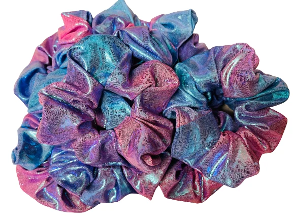 Hand made Foil Knit Span SCRUNCHIES (Colorful Cotton-Candy and Blue color) - Image 1 of 1