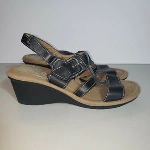 Sandalias negras con tiras de cuña Dr. Scholl's talla 8,5 - Imagen 1 de 9