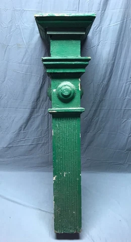 Vintage Shabby Green Fluted Bullseyes Porch Post 6x42 Old Chic Garden 1210-22B Cover