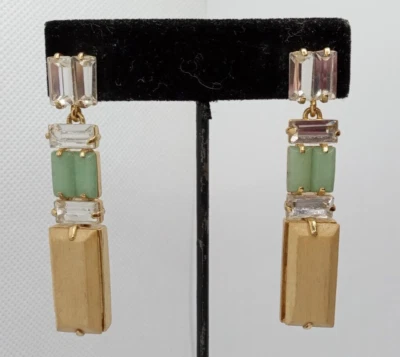 Kate Spade Centro Tiles Wood Chalcedony & Crystal Dangle Pierced Earrings - Image 1 of 4
