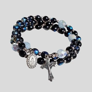 Religiöse Charm Perlen Spule Draht Wickel Manschette Armreif Armband Einheitsgröße - Bild 1 von 4