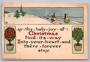 Postal Raphael Tuck & Sons Navidad Saludos Árboles Plantadores c 1916 - Imagen 1 de 2