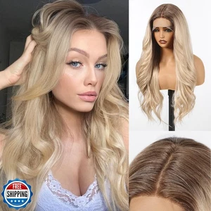 HAIRCUBE ombre blonde synthetische Lace Front Perücke, 26 Zoll kleberlos lang lockig H - Bild 1 von 2