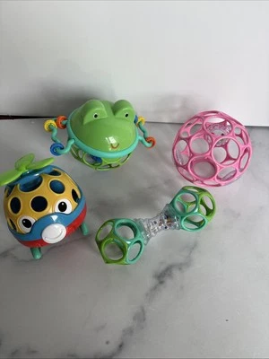 Bright Starts Infant Baby Toy Bundle of 4 Oball & Nuby Easy Grasp Teether Toys - Image 1 of 4