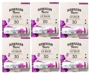 6 Pack HAWAIIAN TROPIC Lip Balm Sunscreen .14oz Sticks SPF30 Tropical Flavor NEW - Picture 1 of 12
