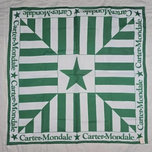 Jimmy Carter 1976 Presidential Campaign Rally Green White Scarf Carter & Mondale - Picture 1 of 8