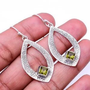 Peridot Designer Handmade 925 Sterling Silver Earring 1.95" E_9290_182_24 - Picture 1 of 4