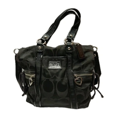 Coach Women’s Black Signature Logo Poppy Design Shoulder Bag 2000s Y2K - Image 1 of 4