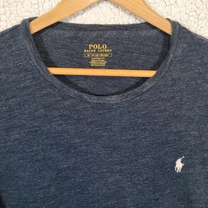 Polo Ralph Lauren Shirt Men's XL Heather Blue Custom Fit Long Sleeve Crew Neck - Picture 1 of 13