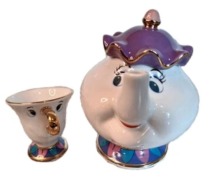 Juego de té La Bella y la Bestia Disney Resort Tokio Japón Mrs. Potts & Chip EXCELENTE - Imagen 1 de 6