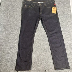 True Religion Jeans Mens 44x32 Raw Indigo Straight Vinny USA Y2K Streetwear - Picture 1 of 21