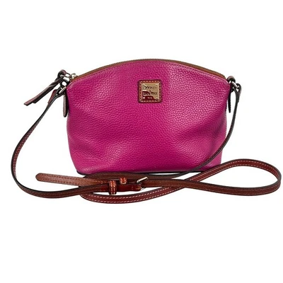 Dooney & Bourke Pebble Grain Suki Crossbody Shoulder Bag Hot Pink Color - Image 1 of 4