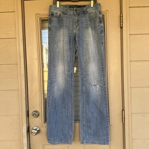Jeans Rock & Roll Uomo 32x38 Pistola Dritto Regolare Cowboy Denim Invecchiato - Foto 1 di 18