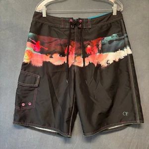 Vintage OP Ocean Pacific Board Shorts 34 Surf Swim Trunks Tropical Surfing Skate - Picture 1 of 16