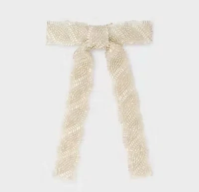 A NEW DAY | Seedbead Bow Hair Barrette Ivory NWT | BUY MORE, SAVE MORE 🎁 Foto 1 de 4