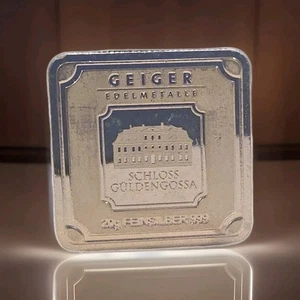 Barra de plata de 20 gramos - Geiger Edelmetalle Square Series .999 plata fina - Imagen 1 de 2