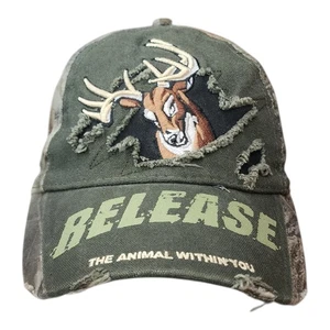 Buck Wear Camo Hat Distressed Cap Camouflage Adjustable Hunting Gorpcore - Picture 1 of 5