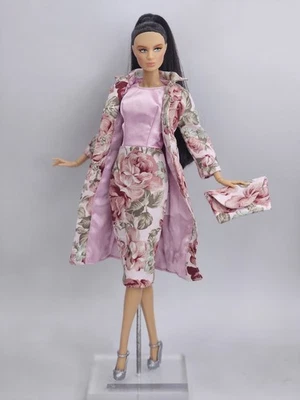 Pink Overcoat Dress Outfit Gown Bag For Barbie Silkstone Fashion Royalty Xian FR - Image 1 of 4