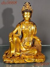 11.6"Tibet Buddhism Purple copper 24k gold Gilt freedom Kwan-Yin GuanYin statue