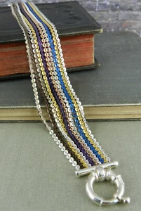 Milor Italien Multicolor 925 Sterlingsilber Multi-Strang Kette Armband 7" - Bild 1 von 8