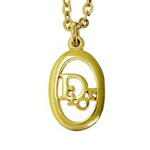 Christian Dior Collana Ovale Logo Dior Placcato Oro da Donna Oro 364100 Nec...