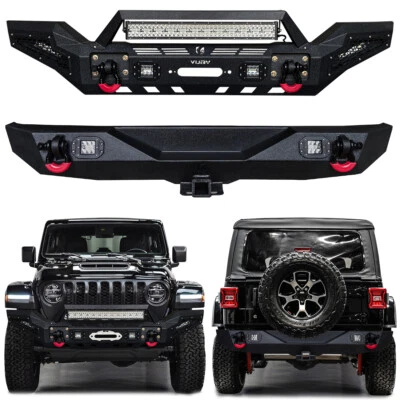 Vijay For 2018-2024 Jeep Wrangler JL Front or Rear Bumper with Aluminum Lights - Image 1 of 4