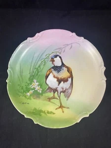 Antiker Limoges Krönchenspiel Vogel Teller signiert L. Coudert - Bild 1 von 11