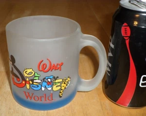[DISNEY] "WALT DISNEY WORLD", FROSTED GLASS Coffee Cup, VINTAGE - Picture 1 of 9