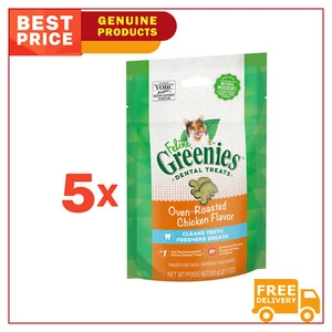 GREENIES FELINE Dental Care Treats for Cat 5 Packs 60 Gm Roasted Chicken Flavour - Picture 1 of 2