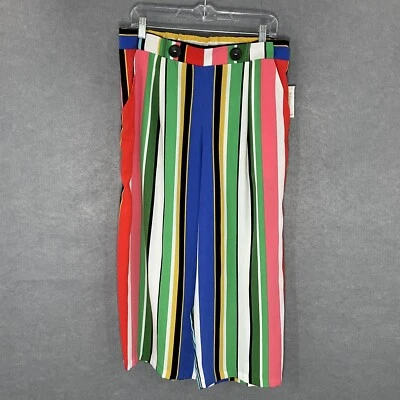 Coco Bianco Palazzo Pants Size Large Multicolor Artsy Flowy Boho Wide Leg Crop - Image 1 of 4