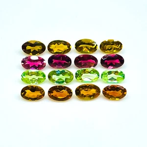 VVS 24 Pcs Natural Multi Tourmaline 5x3mm Oval Cut Loose Untreated Gemstones Lot - Picture 1 of 9