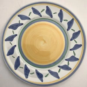 Williams Sonoma TOURNESOL Italy Set of 7 Dinner Plates 11" Yellow Center Blue - Picture 1 of 2