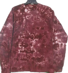 SIZE Long Sleeve SMALL CRANBERRY Crackle Hand-dyed TIE DYE T-SHIRT - Picture 1 of 2
