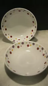 Pair Pampered Chef Polka Dot 8" Round Serving Pasta Salad Bowls - Picture 1 of 3
