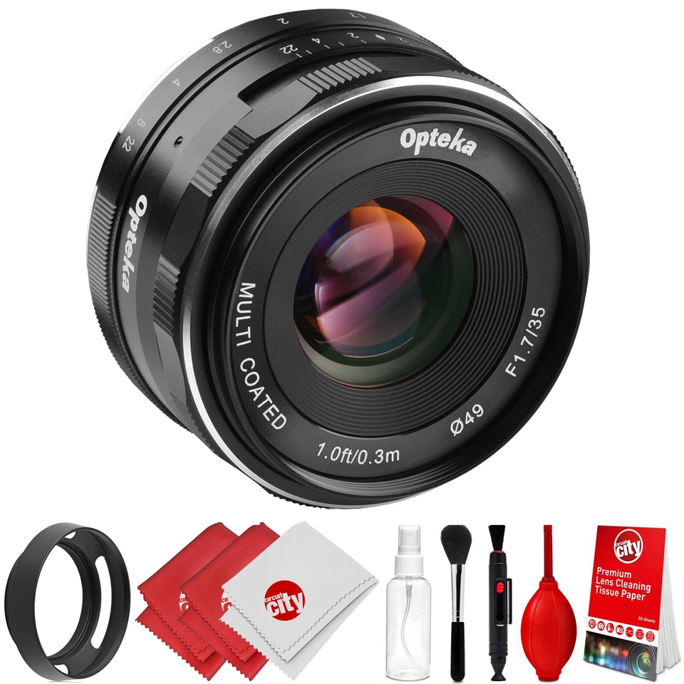 Opteka 35mm f/1.7 Manual Prime Lens + Kit for Canon EF-M M100 M10 M6 M5 M3 M2 M - Image 1 of 4