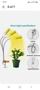  LED Grow Lights White Sunlike 68W 132 LED 3-Head Plant Grow Light wit... - Picture 1 of 2