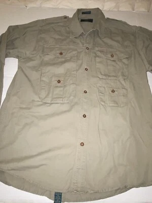 Orvis Safari Shirt Adult Large Khaki Cotton Button Up Pockets Organic Cotton - Image 1 of 4