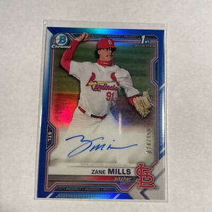 Zane Mills 2021 1st Bowman Chrome Blue Wave Refractor Auto #CDA-ZM /150