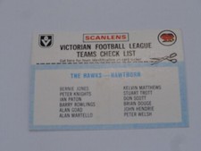 1977 SCANLENS TEAMS CHECKLIST HAWTHORN 3