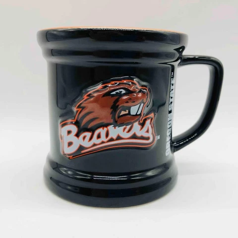 Oregon State Beavers 3-D Coffee Mug Cup Black & Orange College Football Cover