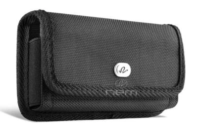 For iPhone X /XS /10 Horizontal Rugged Nylon Canvas Pouch Holster Case Belt Clip - Image 1 of 4